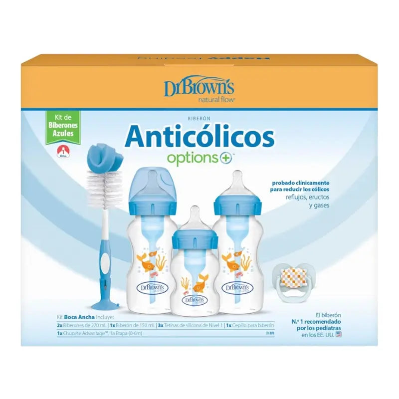 Dr.Brown's Pack De Regalo Azul Boca Ancha Options+