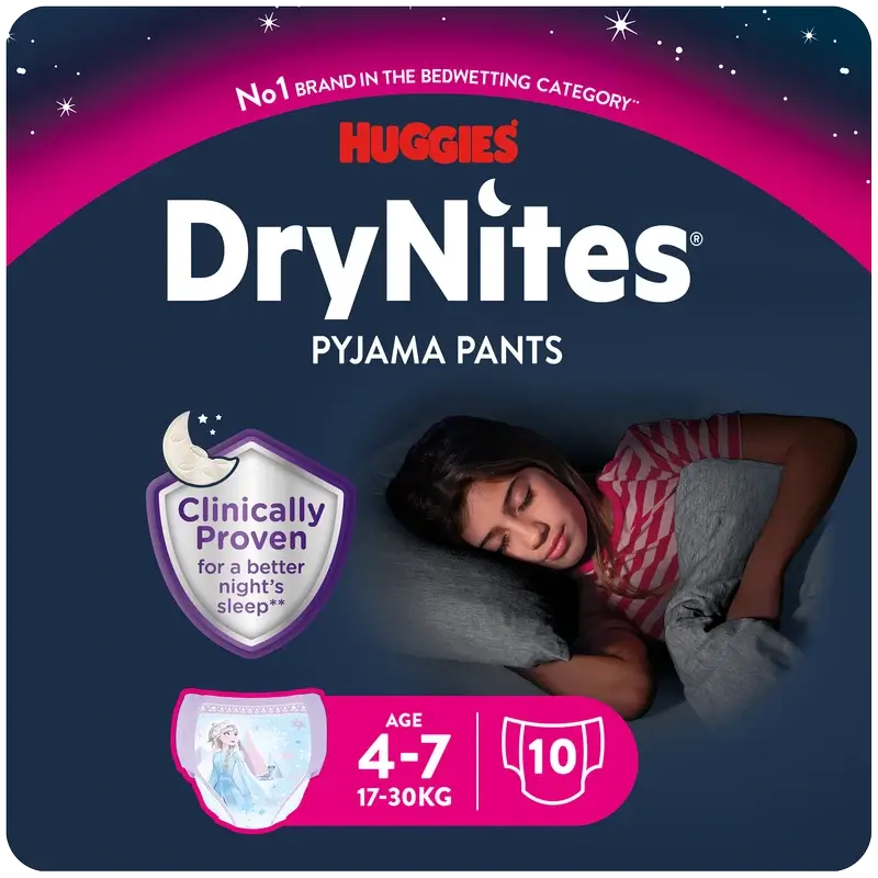 Drynites Pañales De Noche Talla 4-7 Niña , 10 unidades
