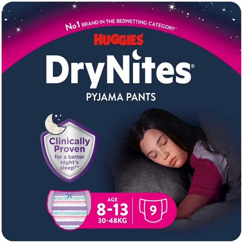 Drynites Pañales De Noche Talla 8-13 Niña , 9 unidades