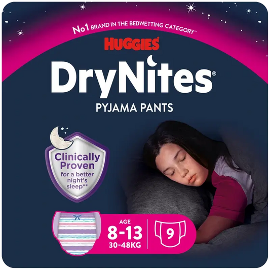 Drynites Pañales De Noche Talla 8-13 Niña , 9 unidades