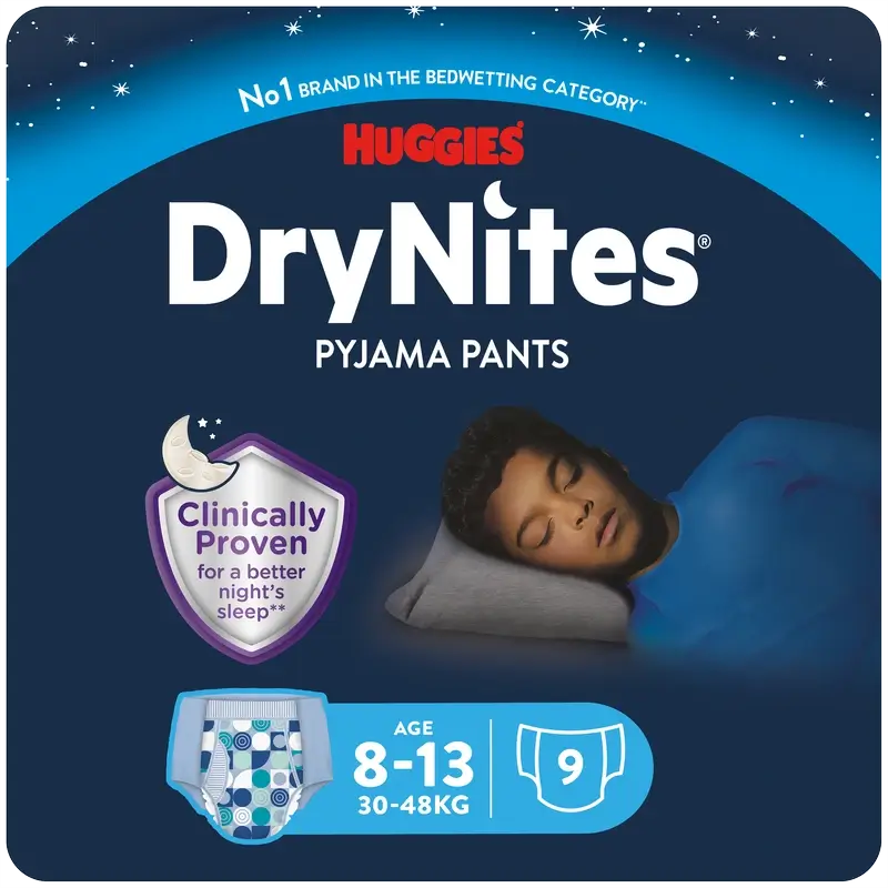 Drynites Pañales De Noche Talla 8-13 Niño , 9 unidades