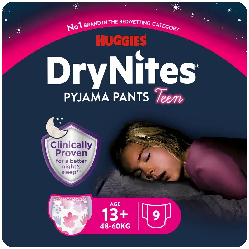 Drynites Talla +13 Niña Pañales De Noche , 9 unidades