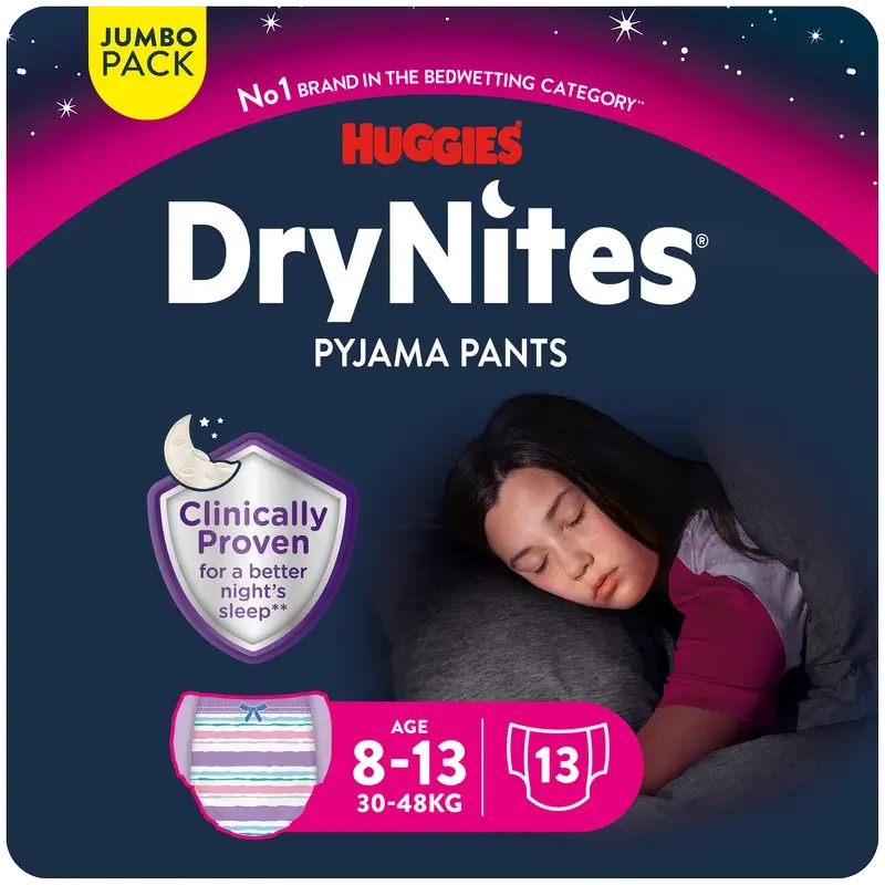 Drynites Talla 8-13 Niña Pañales De Noche , 13 unidades