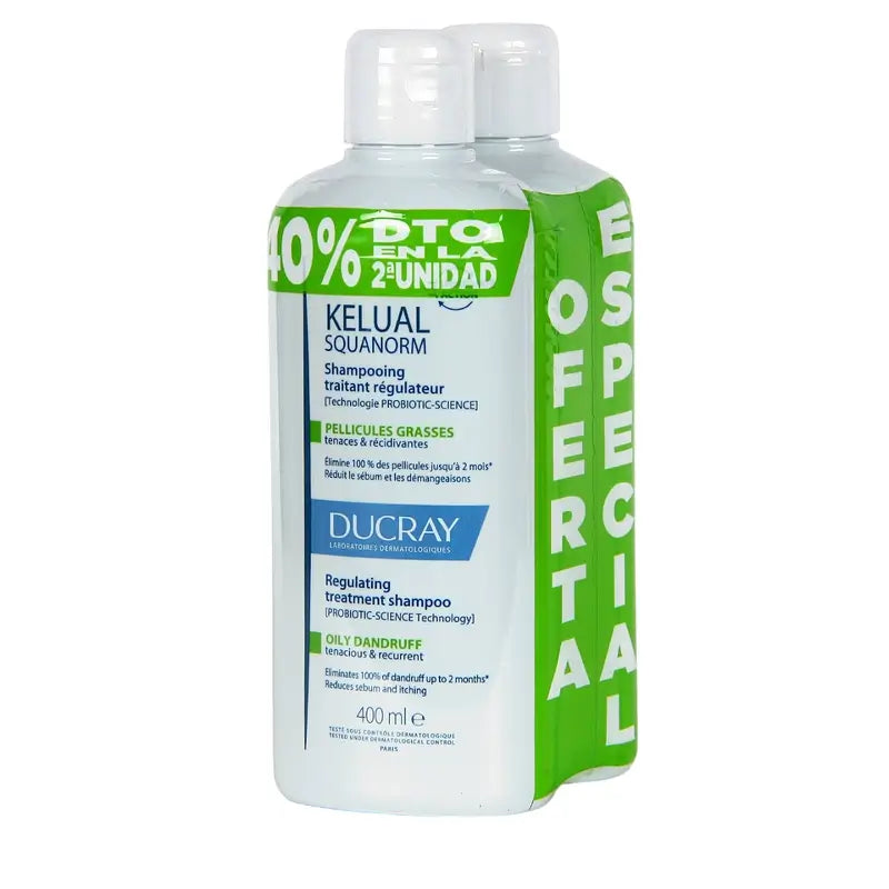 Ducray Kelual Squanorm Champú Caspa Grasa 2 X 400Ml