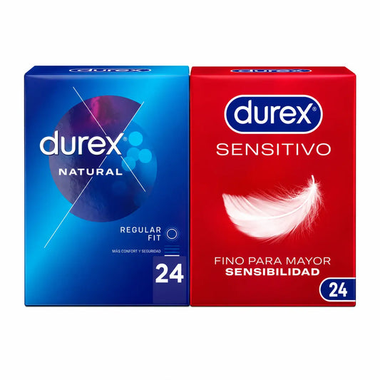 Durex Pack Preservativos Natural Plus, 24 Unidades + Sensitivo Suave, 24 Unidades