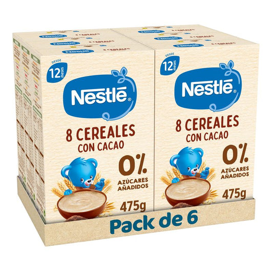 Nestlé Pack 6 Papillas 8 Cereales Con Cacao ,  475g