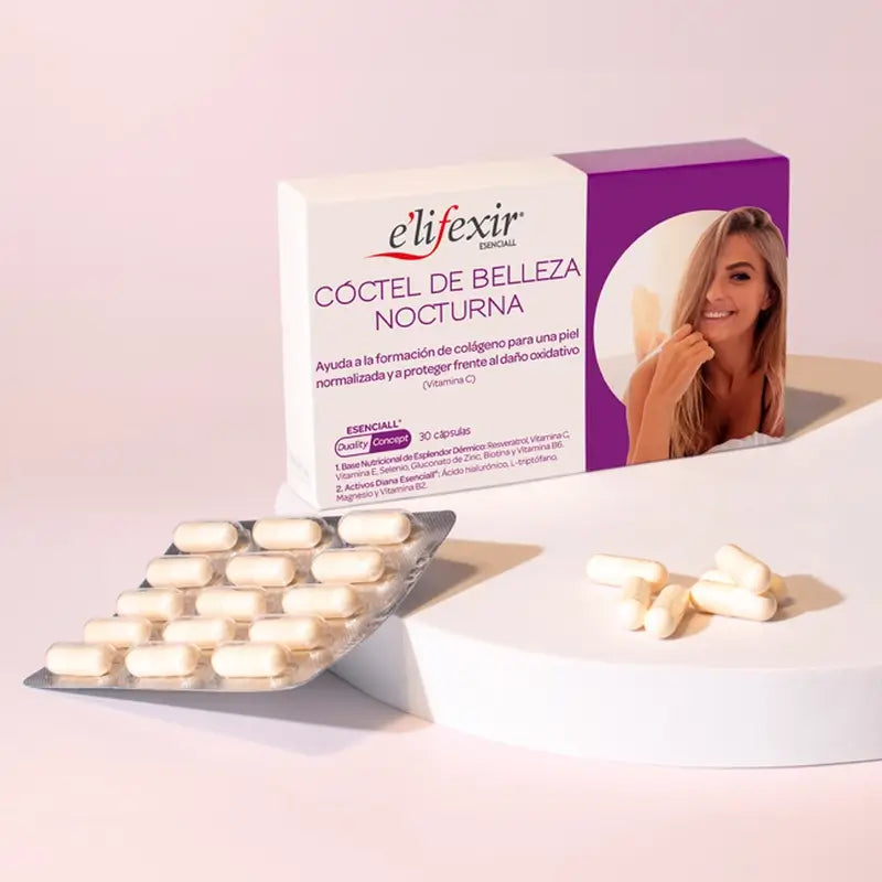 Elifexir Esenciall Coctel Belleza Nocturna Ácido Hialurónico 30Caps