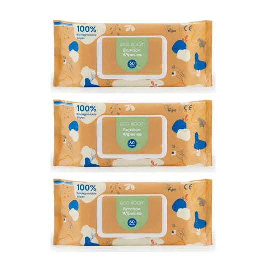 Eco Boom Pack Toallitas Humedas De Bambú, 3 X 60 unidades