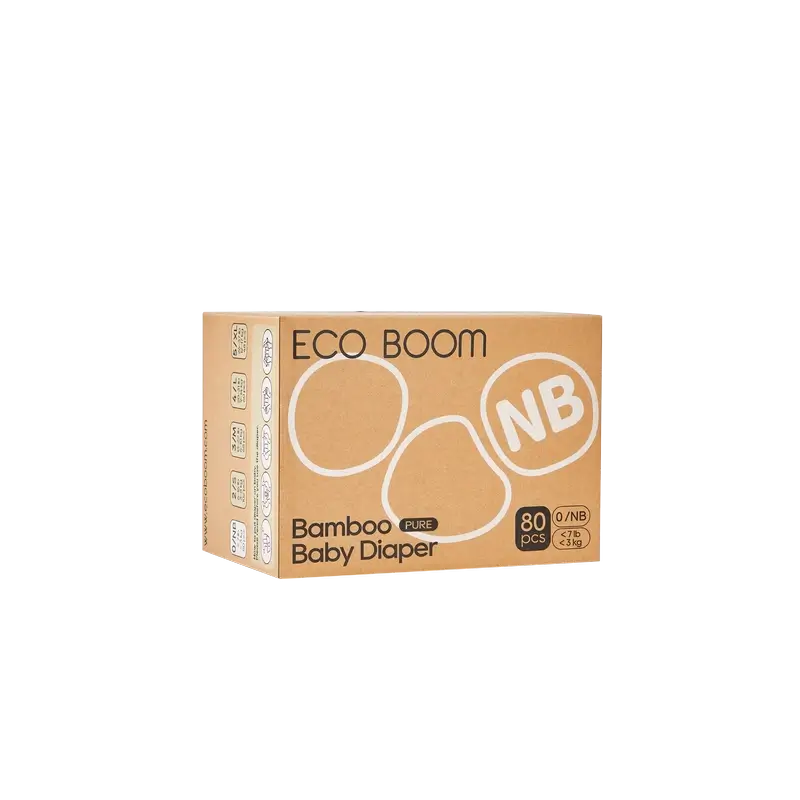 ECO BOOM PURE Pañales ecológicos de bambú 100% natural- Talla 0/NB (1-3 kg) - 80 ud