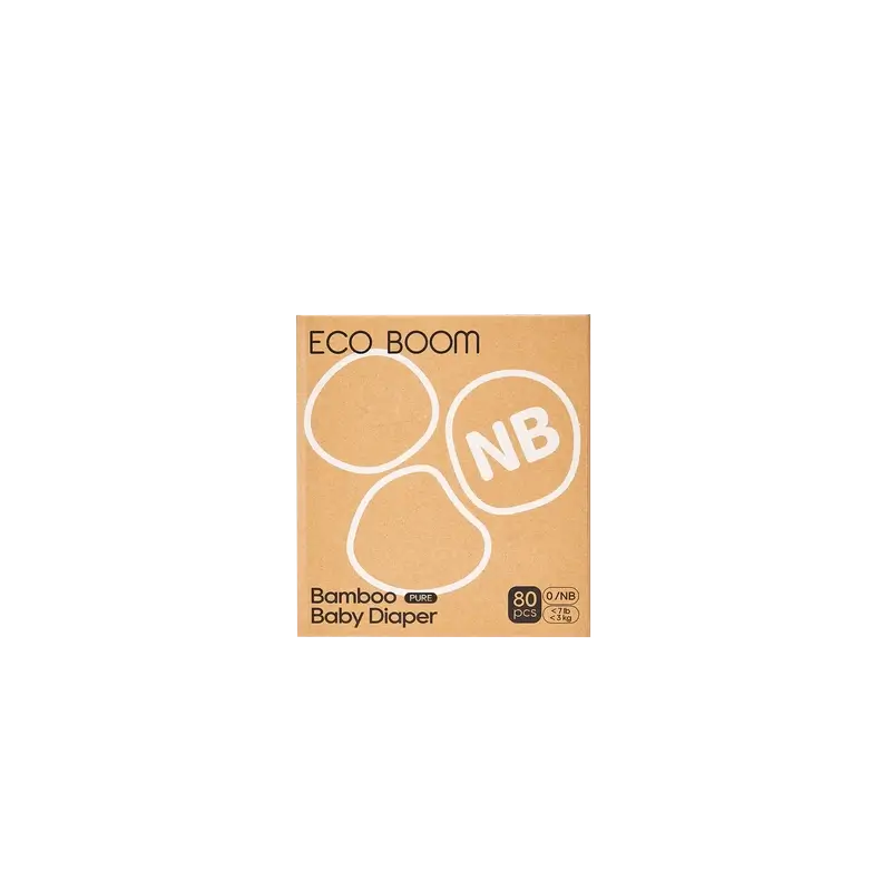 ECO BOOM PURE Pañales ecológicos de bambú 100% natural- Talla 0/NB (1-3 kg) - 80 ud