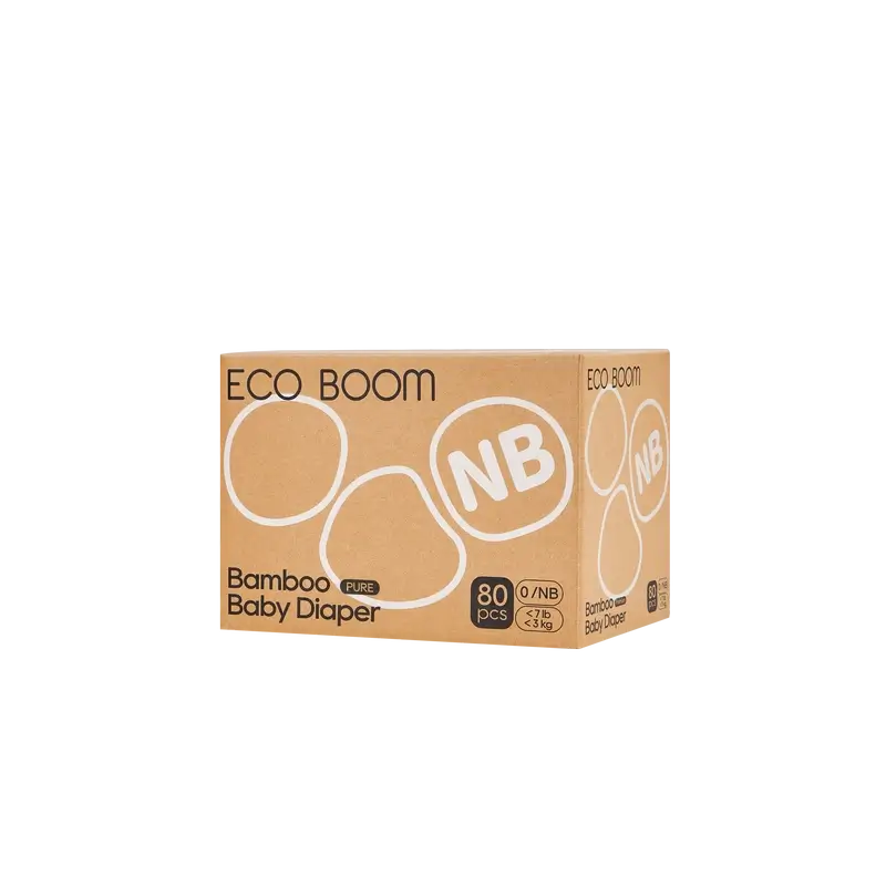 ECO BOOM PURE Pañales ecológicos de bambú 100% natural- Talla 0/NB (1-3 kg) - 80 ud