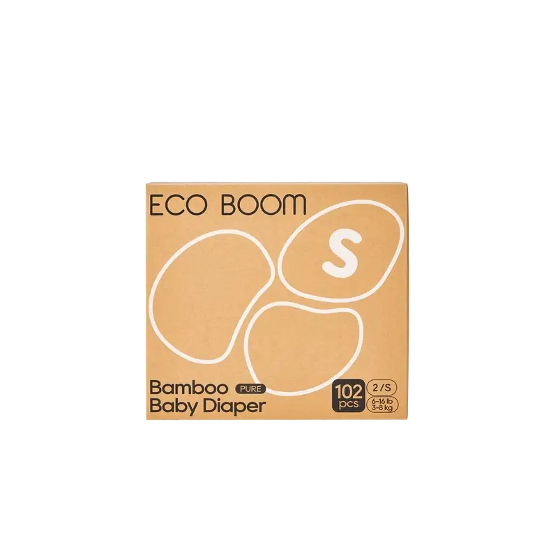 ECO BOOM PURE Pañales ecológicos de bambú 100% natural- Talla 2/S (3-8 kg) - 102 ud