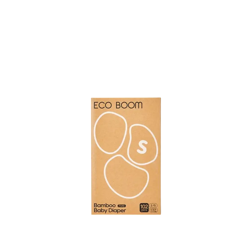 ECO BOOM PURE Pañales ecológicos de bambú 100% natural- Talla 2/S (3-8 kg) - 102 ud