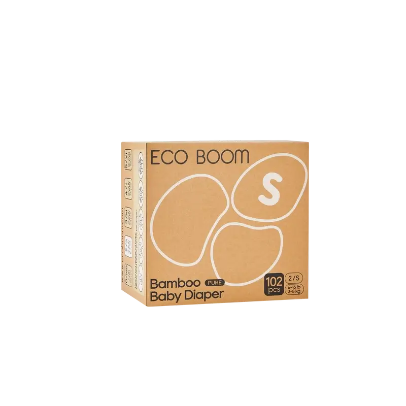ECO BOOM PURE Pañales ecológicos de bambú 100% natural- Talla 2/S (3-8 kg) - 102 ud