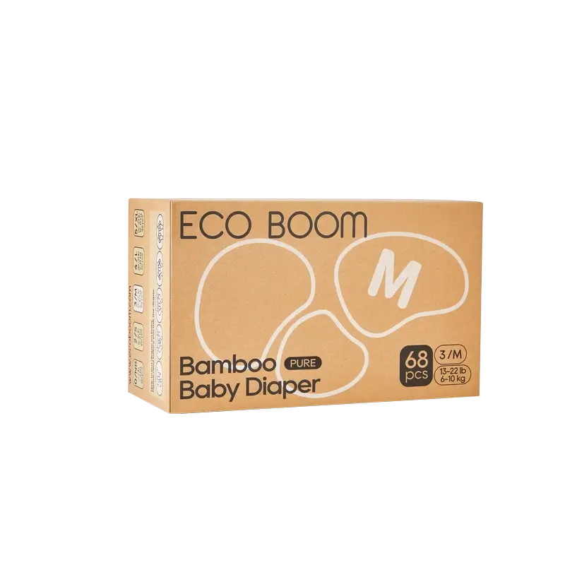 ECO BOOM PURE Pañales ecológicos de bambú 100% natural- Talla 3/M (6-10 kg) - 68 ud
