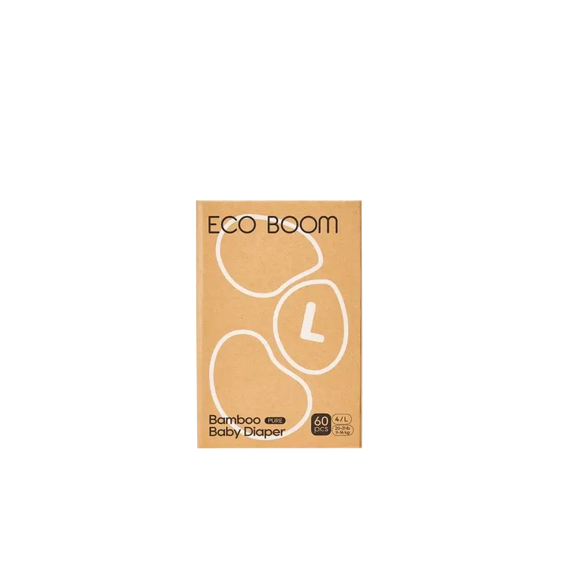 ECO BOOM PURE Pañales ecológicos de bambú 100% natural- Talla 4/L (9-14 kg) - 60 ud