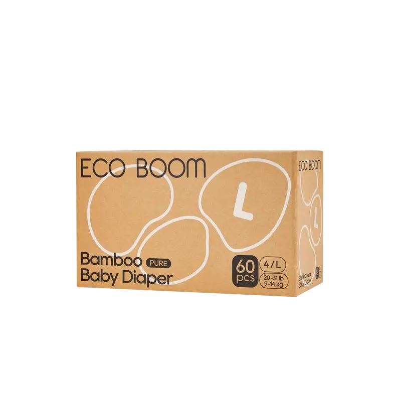 ECO BOOM PURE Pañales ecológicos de bambú 100% natural- Talla 4/L (9-14 kg) - 60 ud