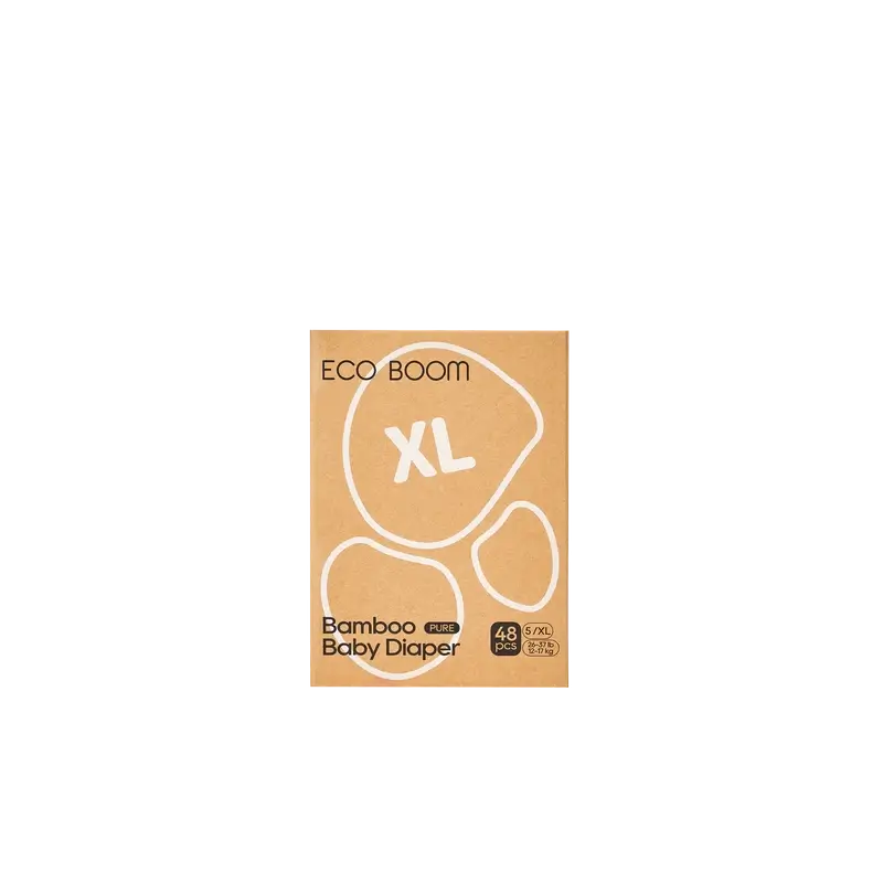 ECOBOOM PURE Pañales ecológicos de bambú 100% natural- Talla 5/XL (12-17 kg) - 48 ud