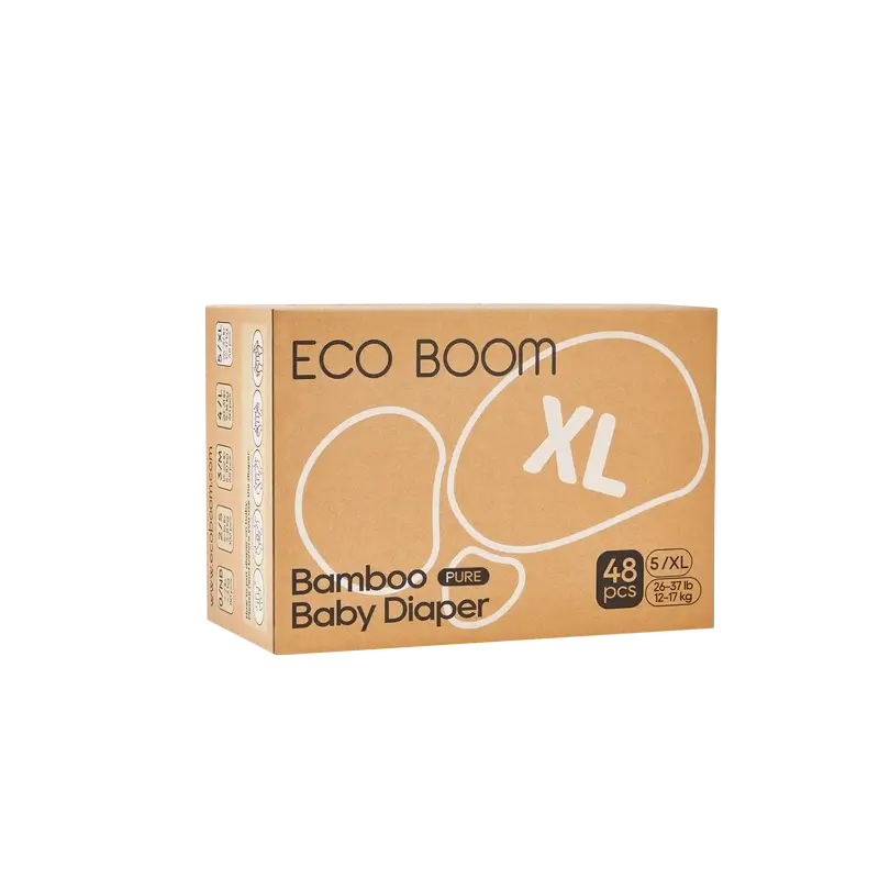 ECOBOOM PURE Pañales ecológicos de bambú 100% natural- Talla 5/XL (12-17 kg) - 48 ud