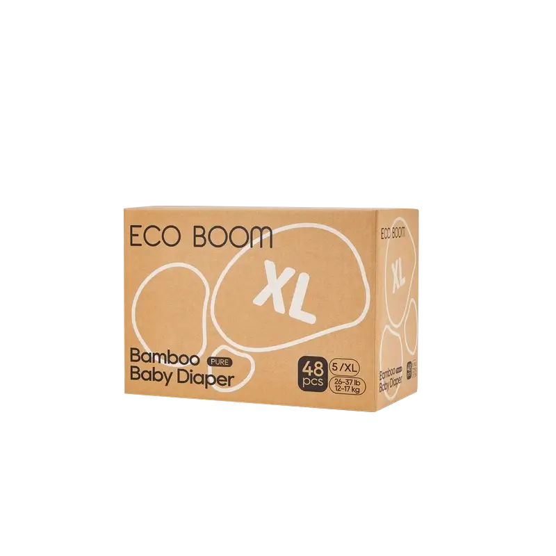 ECOBOOM PURE Pañales ecológicos de bambú 100% natural- Talla 5/XL (12-17 kg) - 48 ud