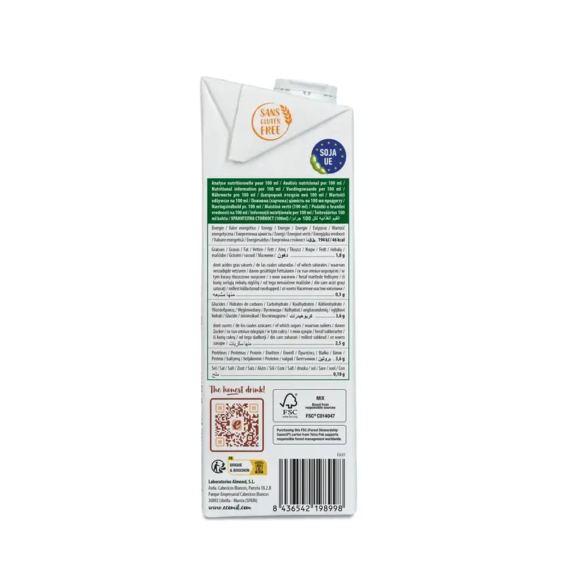 Ecomil Bebidas Vegetales Soja Barista Ecológica, 1 litro