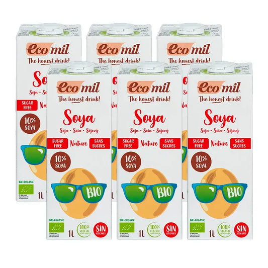 Ecomil Bebidas Vegetales Soja Ecológica, Pack 6 x 1 litro