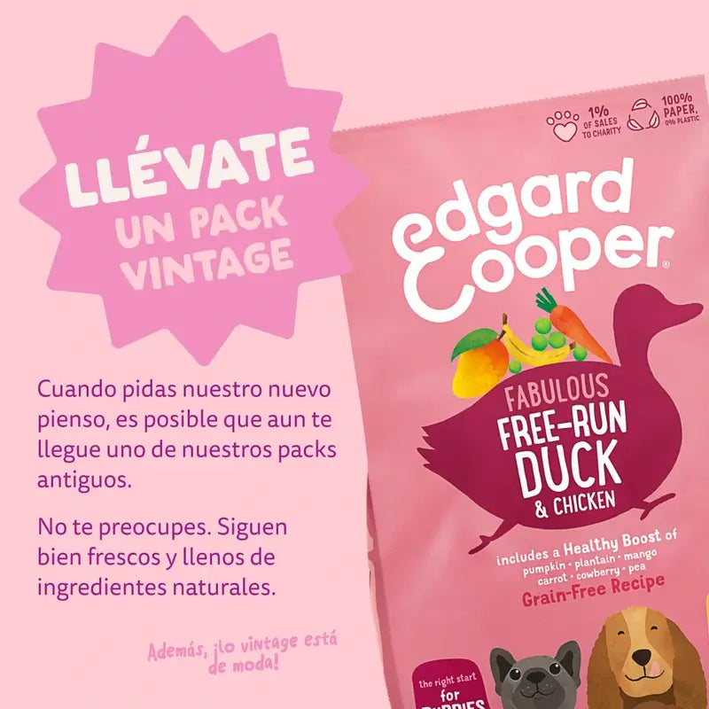 Edgard & Cooper Pienso Para Cachorros Medianos Con Pato Y Pollo Frescos , 2,5 kg