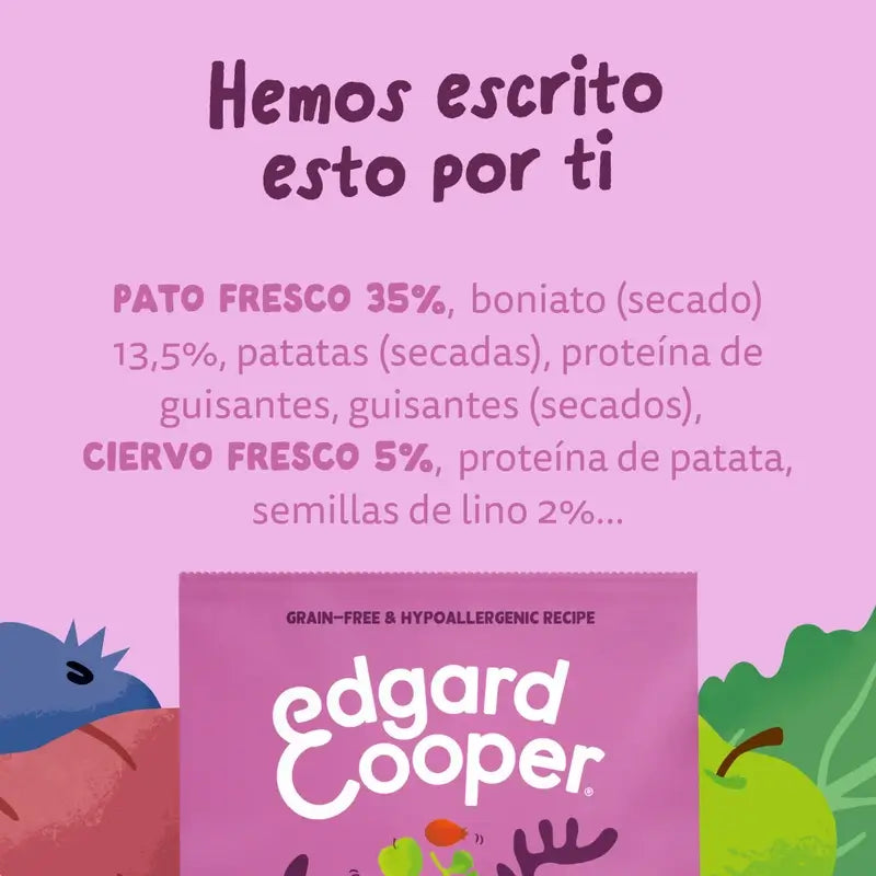 Edgard & Cooper Pienso Para Perros Adultos Medianos Con Venado Y Pato Frescos , 2,5 kg