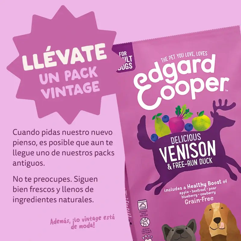 Edgard & Cooper Pienso Para Perros Adultos Medianos Con Venado Y Pato Frescos , 2,5 kg