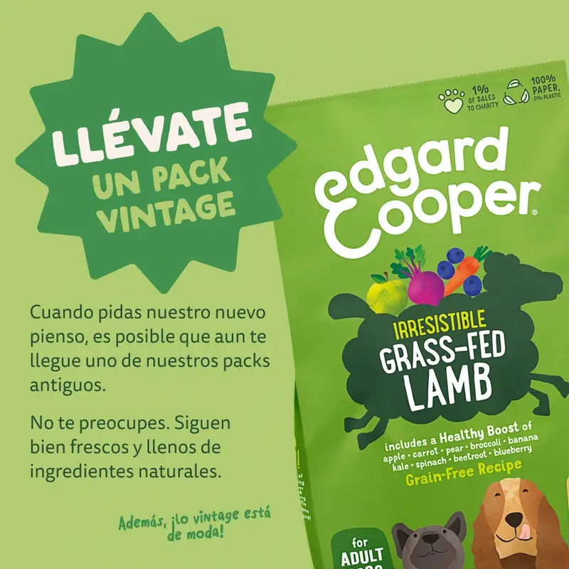 Edgard & Cooper Pienso Para Perros Adultos Medianos Con Cordero Fresco , 2,5 kg
