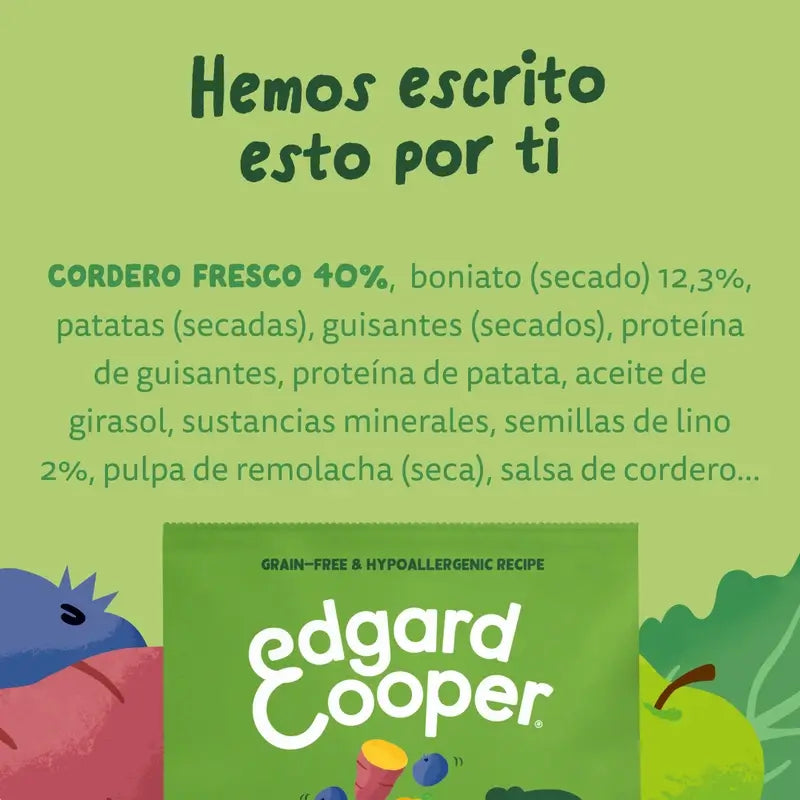 Edgard & Cooper Pienso Para Perros Adultos Medianos Con Cordero Fresco , 2,5 kg