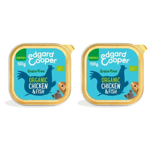 Edgard & Cooper Comida Húmeda Para Cachorros 17X100G Pollo Y Pescado Orgánicos, Pack De 2