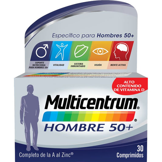 Multicentrum Hombre 50+ Multivitamínico, 30 Comprimidos