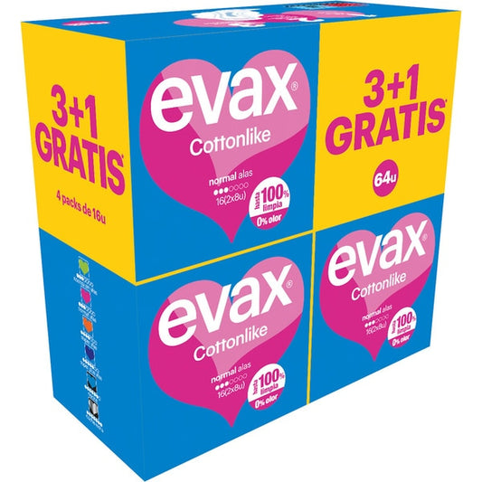 Evax Cottonlike Cutriapck Normal Con Alas  , 64 unidades