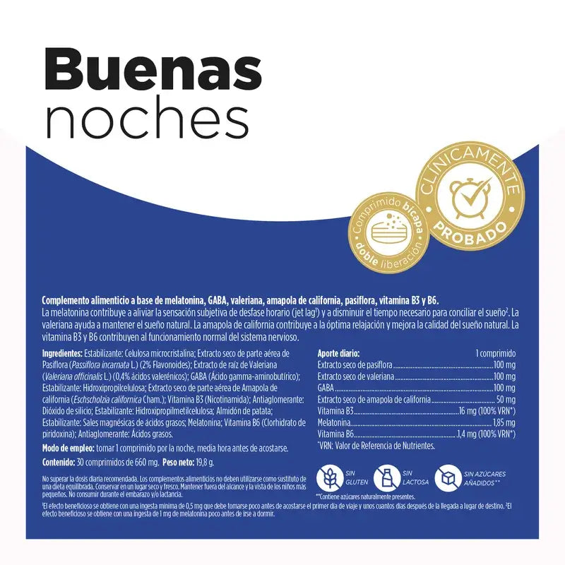Eladiet Buenas Noches 1,85 Mg Melatonina, 30 comprimidos