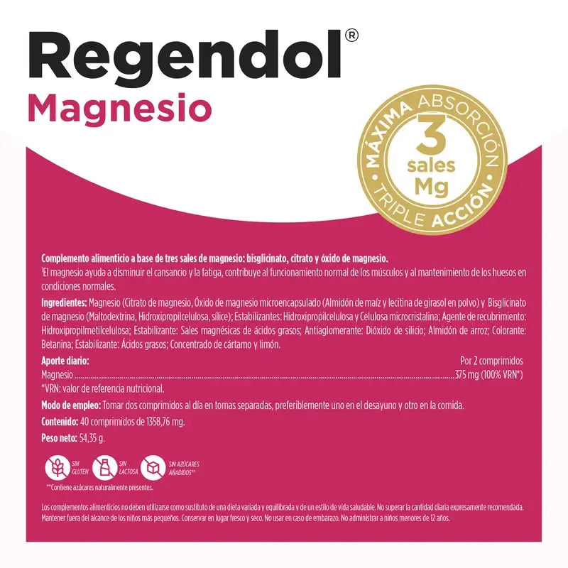 Eladiet Regen & Dol Magnesio, 40 comprimidos