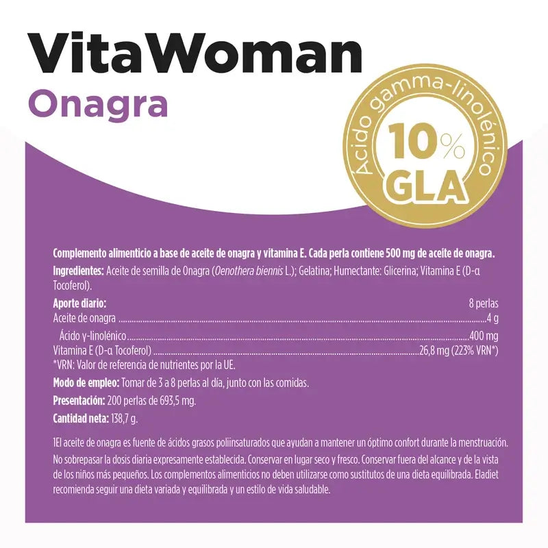 Eladiet Vitawoman Onagra, 200 perlas