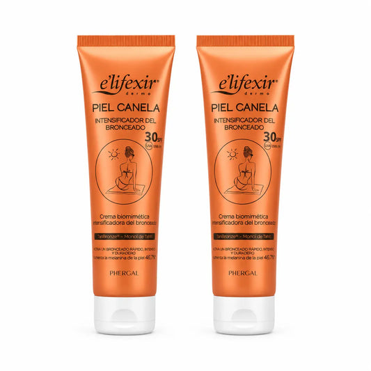 Elifexir Piel Canela Crema Spf30 Gel Acelerador Bronceado Protector Solar 150Ml , pack 2