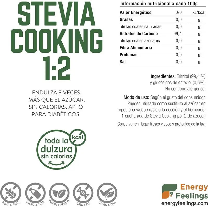 Energy Feelings Estevia Cooking 1:2 200Gr. Vegan Sg**