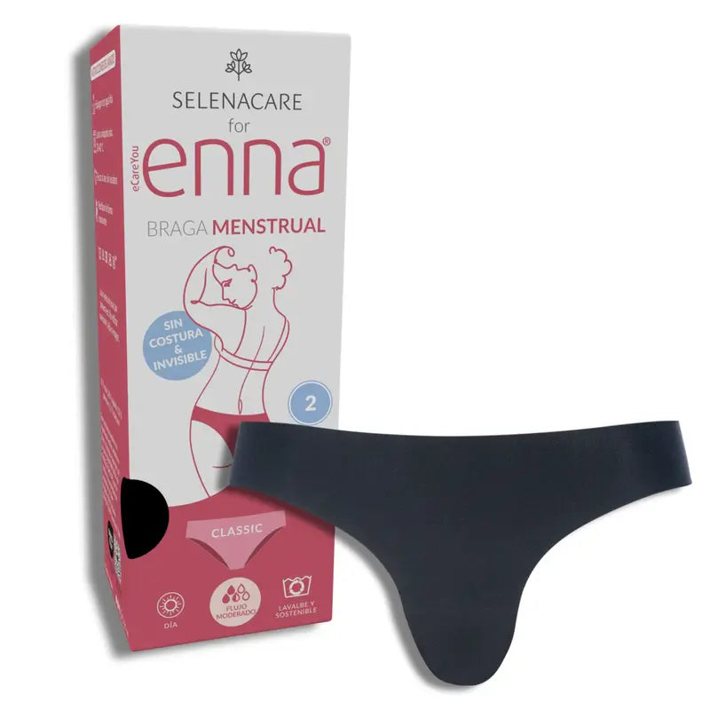 Enna Braga Menstrual Free Cut Dia Flujo Medio Talla 2, Negro