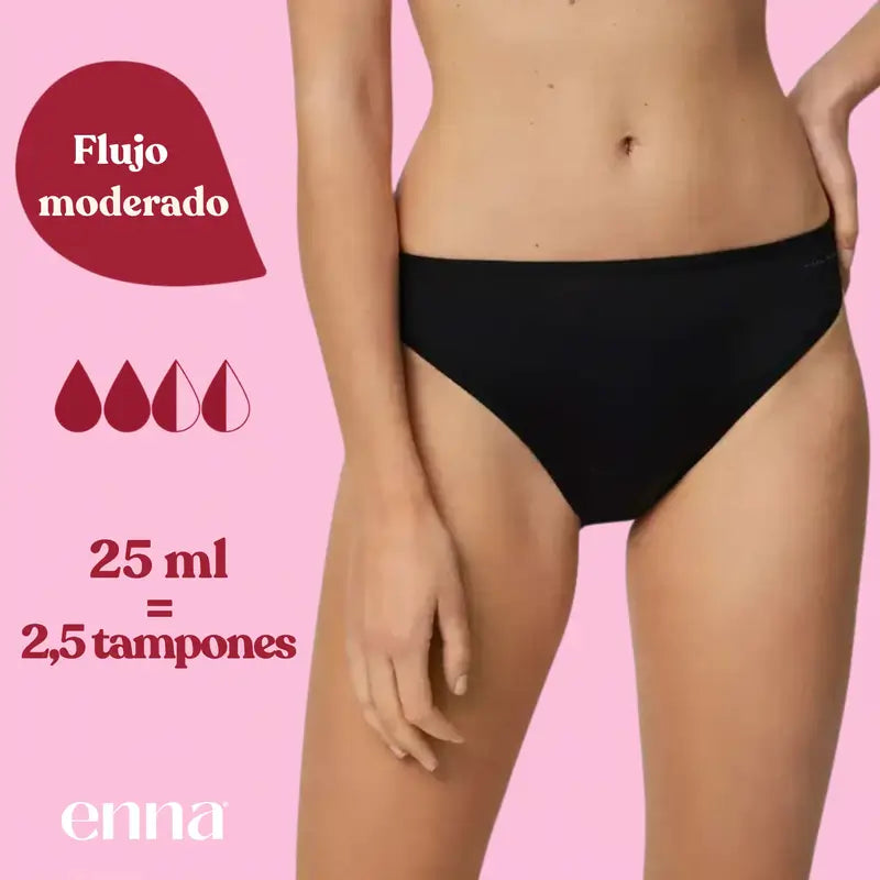 Enna Braga Menstrual Free Cut Dia Flujo Medio Talla 2, Negro