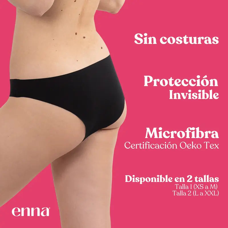 Enna Braga Menstrual Free Cut Dia Flujo Medio Talla 2, Negro