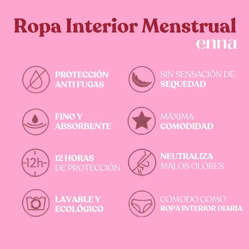 Enna Braga Menstrual Modern Hipster - Flujo Abundante, Talla XS,  Pack 2 Uds