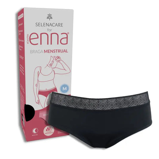 Enna Braga Menstrual Modern Hipster Noche - Flujo Abundante, Talla M, Negro