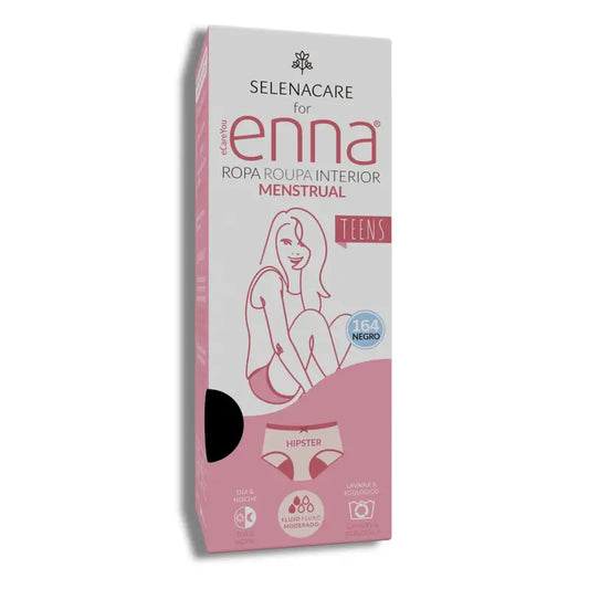 Enna Braga Menstrual Teens Hipster - Flujo Medio, 164 Cm, Negro