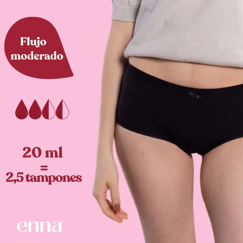 Enna Braga Menstrual Teens Hipster - Flujo Medio, 164 Cm, Negro