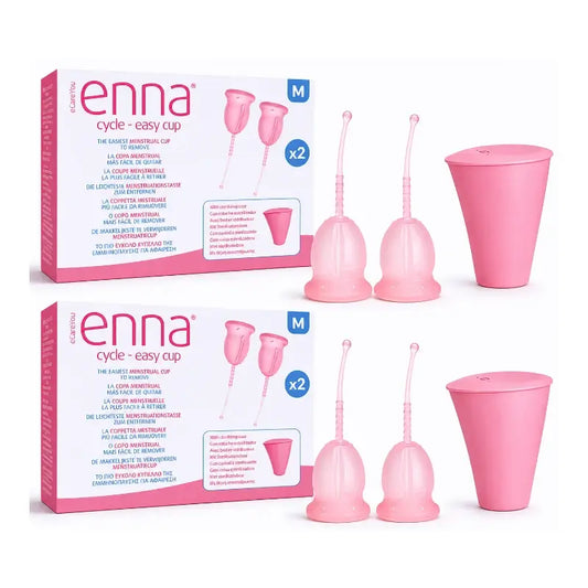 Enna Cycle Easy Copa Menstrual Talla M, 2 Copas + Caja Esteriliz, Pack 2 Uds
