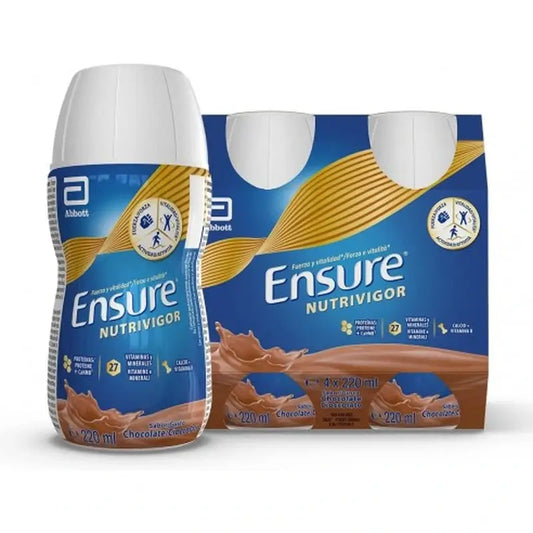 Ensure Nutrivigor Batido de Chocolate Adultos, 4 Botellas x 220 ml