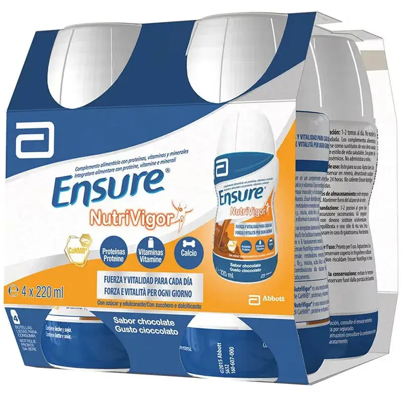 Ensure Nutrivigor Batido de Chocolate Adultos, 4 Botellas x 220 ml