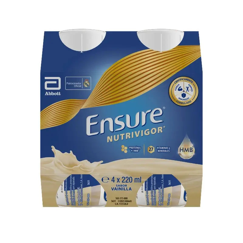 Ensure Nutrivigor Batido de Vainilla Adultos, 4 Botellas x 220 ml